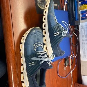 On cloud size 10 men. Still has lot of wear in them.